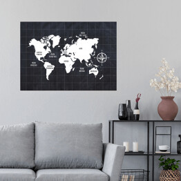 Plakat Mapa świata na ciemnym tle