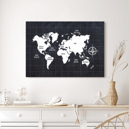 Obraz na płótnie Mapa świata na ciemnym tle