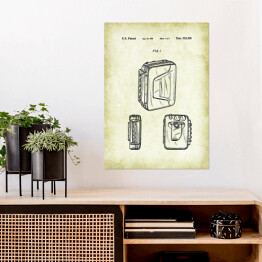 Plakat Walkman. Rysunek patentowy US Patent w stylu retro
