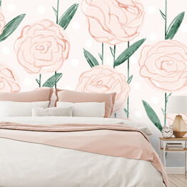 Fototapeta samoprzylepna Różany ogród - malowane kwiaty w pastelowych barwach