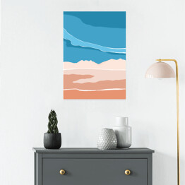 Plakat Ilustracja - krajobraz górski w pastelowych barwach