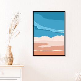 Plakat w ramie Ilustracja - krajobraz górski w pastelowych barwach
