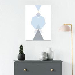 Plakat Ilustracja - figury geometryczne w odcieniach błękitu i fioletu na białym tle