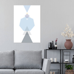 Plakat samoprzylepny Ilustracja - figury geometryczne w odcieniach błękitu i fioletu na białym tle