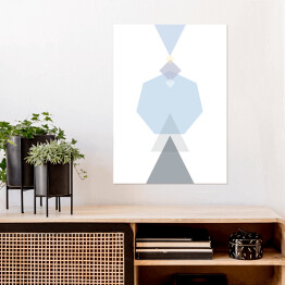 Plakat samoprzylepny Ilustracja - figury geometryczne w odcieniach błękitu i fioletu na białym tle