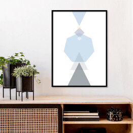 Plakat w ramie Ilustracja - figury geometryczne w odcieniach błękitu i fioletu na białym tle