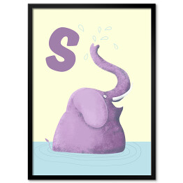 Plakat w ramie Alfabet - S jak słoń
