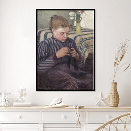 Plakat w ramie Camille Pissarro Kobieta naprawiająca. Reprodukcja obrazu