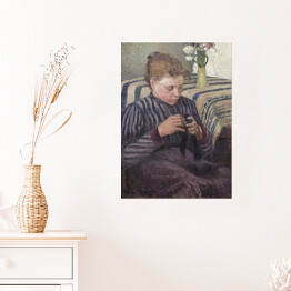 Plakat samoprzylepny Camille Pissarro Kobieta naprawiająca. Reprodukcja obrazu