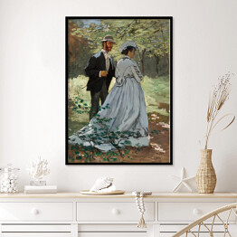Plakat w ramie Claude Monet The Promenaders, Bazille and Camille. Reprodukcja obrazu
