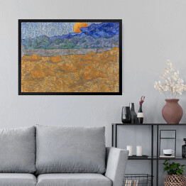 Obraz w ramie Vincent van Gogh Krajobraz z kłosami pszenicy i wschodzącym księżycem. Reprodukcja