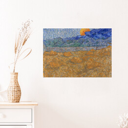 Plakat Vincent van Gogh Krajobraz z kłosami pszenicy i wschodzącym księżycem. Reprodukcja