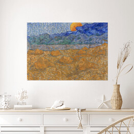 Plakat Vincent van Gogh Krajobraz z kłosami pszenicy i wschodzącym księżycem. Reprodukcja