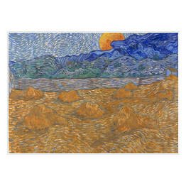 Plakat samoprzylepny Vincent van Gogh Krajobraz z kłosami pszenicy i wschodzącym księżycem. Reprodukcja