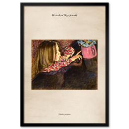 Obraz klasyczny Stanisław Wyspiański "Helenka z wazonem" - reprodukcja z napisem. Plakat z passe partout