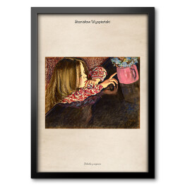 Obraz w ramie Stanisław Wyspiański "Helenka z wazonem" - reprodukcja z napisem. Plakat z passe partout