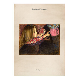 Plakat samoprzylepny Stanisław Wyspiański "Helenka z wazonem" - reprodukcja z napisem. Plakat z passe partout