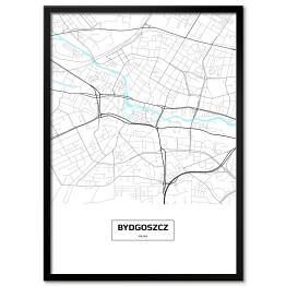 Plakat w ramie Mapa Bydgoszczy z napisem na białym tle