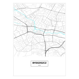 Plakat Mapa Bydgoszczy z napisem na białym tle