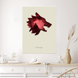 Plakat Wiedźmin - wilk w odcieniach czerwieni