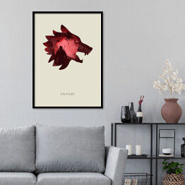 Plakat w ramie Wiedźmin - wilk w odcieniach czerwieni