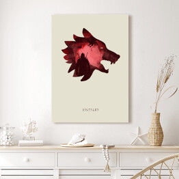 Obraz klasyczny Wiedźmin - wilk w odcieniach czerwieni