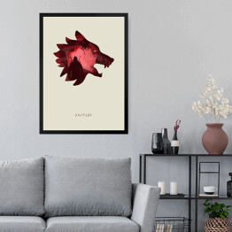 Obraz w ramie Wiedźmin - wilk w odcieniach czerwieni