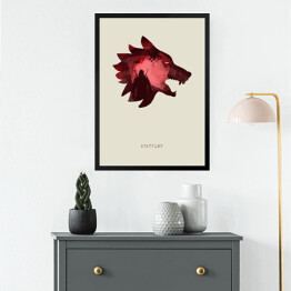 Obraz w ramie Wiedźmin - wilk w odcieniach czerwieni