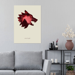 Plakat samoprzylepny Wiedźmin - wilk w odcieniach czerwieni
