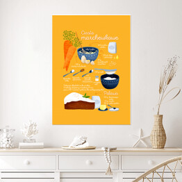 Plakat samoprzylepny Ilustracja - przepis na ciasto marchewkowe
