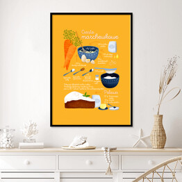 Plakat w ramie Ilustracja - przepis na ciasto marchewkowe