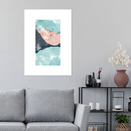 Plakat samoprzylepny Pastelowa abstrakcja - wzgórza nad jeziorem