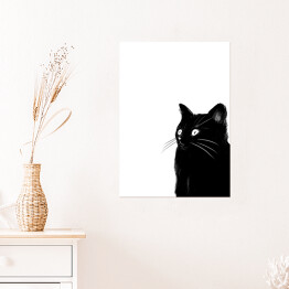 Plakat samoprzylepny Zaskoczony czarny kotek