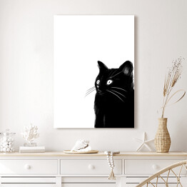 Obraz na płótnie Zaskoczony czarny kotek