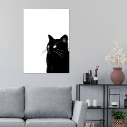 Plakat samoprzylepny Zaskoczony czarny kotek