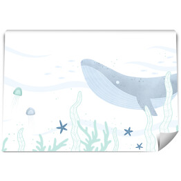 Fototapeta samoprzylepna Błękitny wieloryb w oceanie