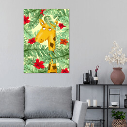 Plakat samoprzylepny Żyrafa - dżungla 