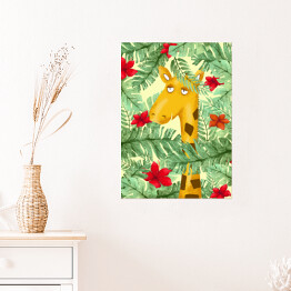 Plakat samoprzylepny Żyrafa - dżungla 