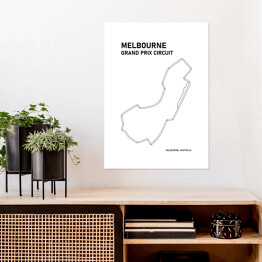 Plakat samoprzylepny Melbourne Grand Prix Circuit - Tory wyścigowe Formuły 1 - białe tło