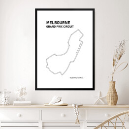 Obraz w ramie Melbourne Grand Prix Circuit - Tory wyścigowe Formuły 1 - białe tło