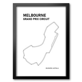 Obraz w ramie Melbourne Grand Prix Circuit - Tory wyścigowe Formuły 1 - białe tło