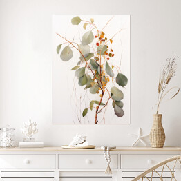 Plakat samoprzylepny Eukaliptus gałązka akwarela
