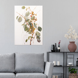 Plakat Eukaliptus gałązka akwarela