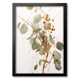 Obraz w ramie Eukaliptus gałązka akwarela