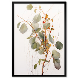 Plakat w ramie Eukaliptus gałązka akwarela
