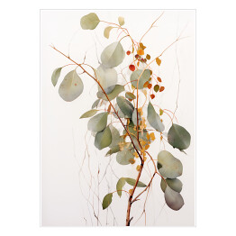 Plakat samoprzylepny Eukaliptus gałązka akwarela