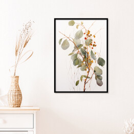 Plakat w ramie Eukaliptus gałązka akwarela