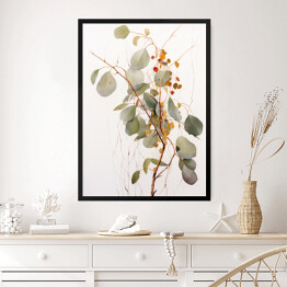 Obraz w ramie Eukaliptus gałązka akwarela