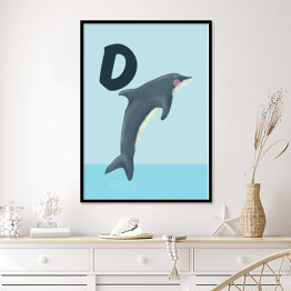 Plakat w ramie Alfabet - D jak delfin