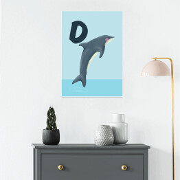 Plakat samoprzylepny Alfabet - D jak delfin